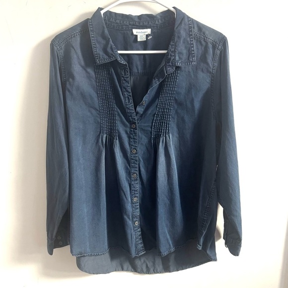 Sundance Petite Women’s Larkes Tune Chambray button up shirt size PXL Office - Picture 1 of 4